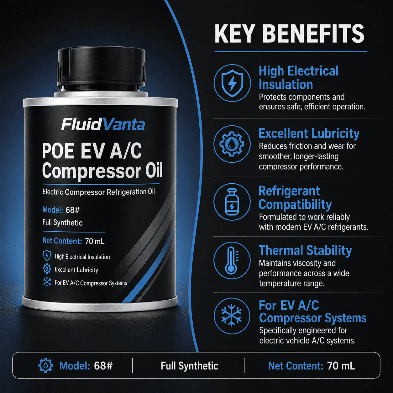 POE 68 EV A/C compressor oil technical information visual