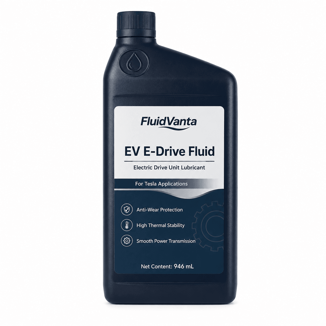 EV e-drive fluid for Tesla applications product packaging view 1