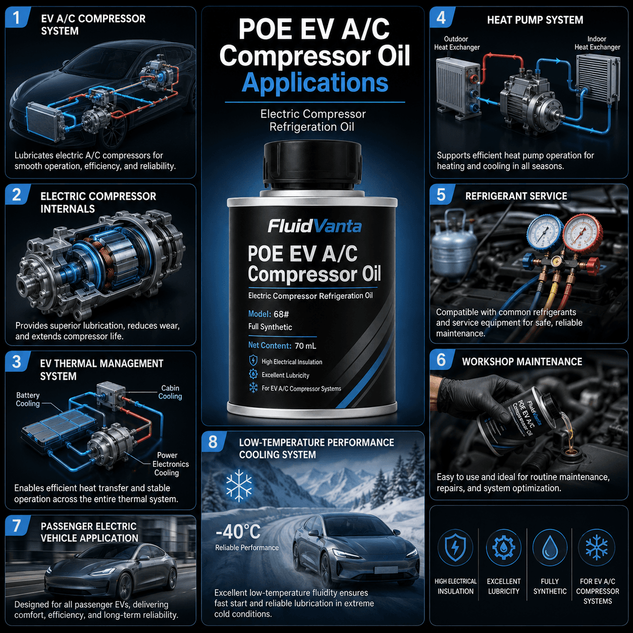 POE 68 EV A/C Compressor Oil application scenarios