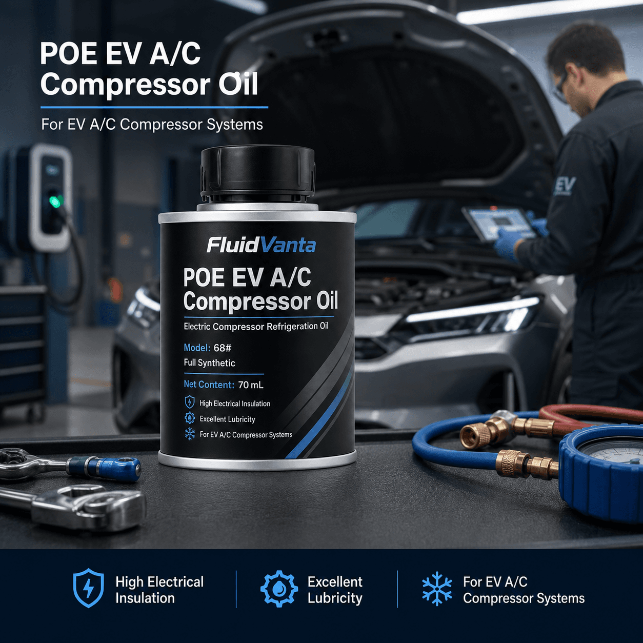 POE 68 EV A/C compressor oil product packaging view 5