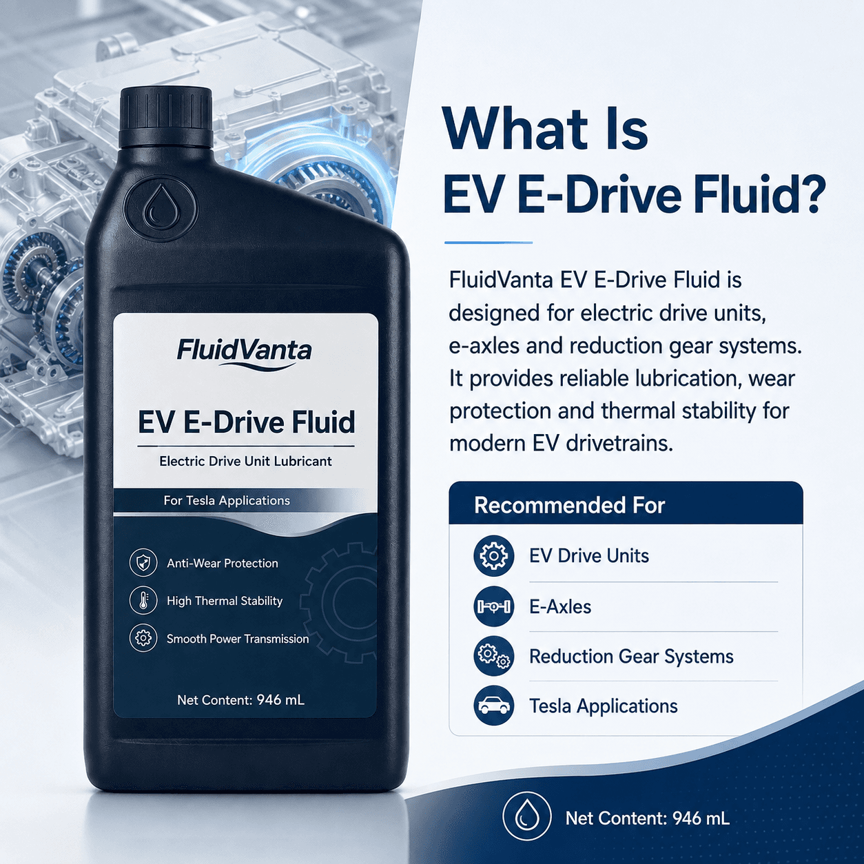 EV e-drive fluid for Tesla applications product packaging view 5
