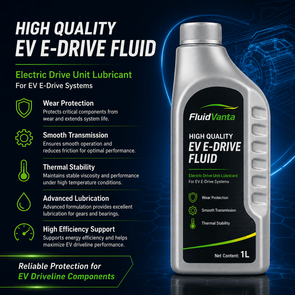 High-quality EV differential fluid product packaging view 4