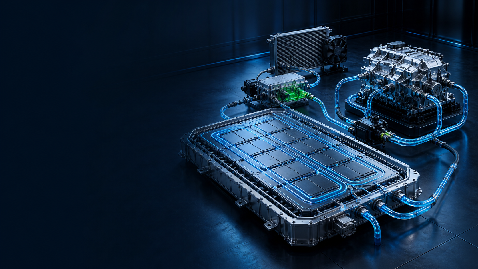 Electric vehicle battery thermal management, inverter and cooling circuit application scene