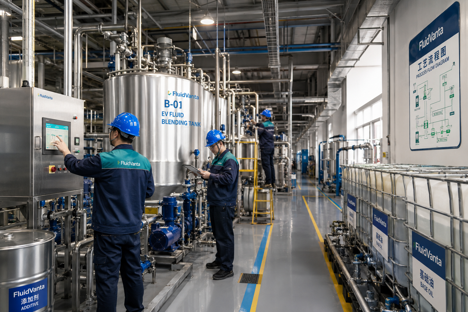 FluidVanta EV fluid blending line and controlled production process