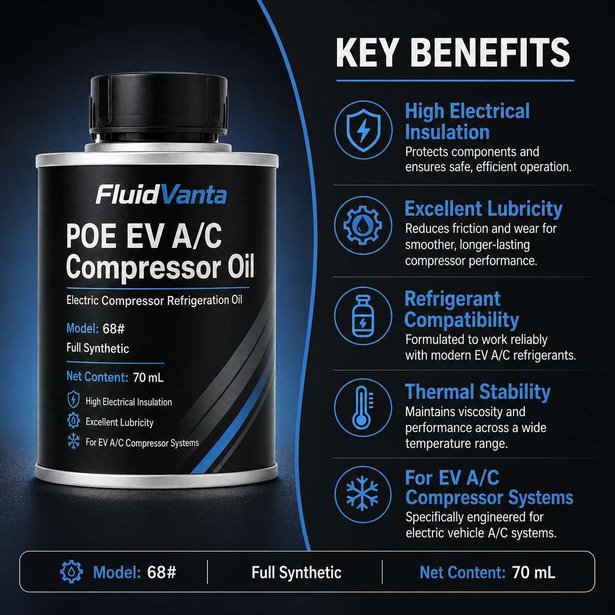 POE 68 EV A/C compressor oil product packaging view 4