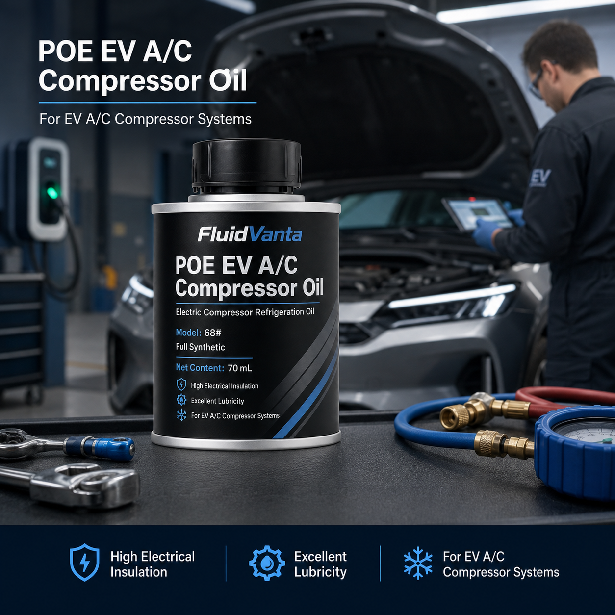 POE 68 EV A/C compressor oil product packaging view 5