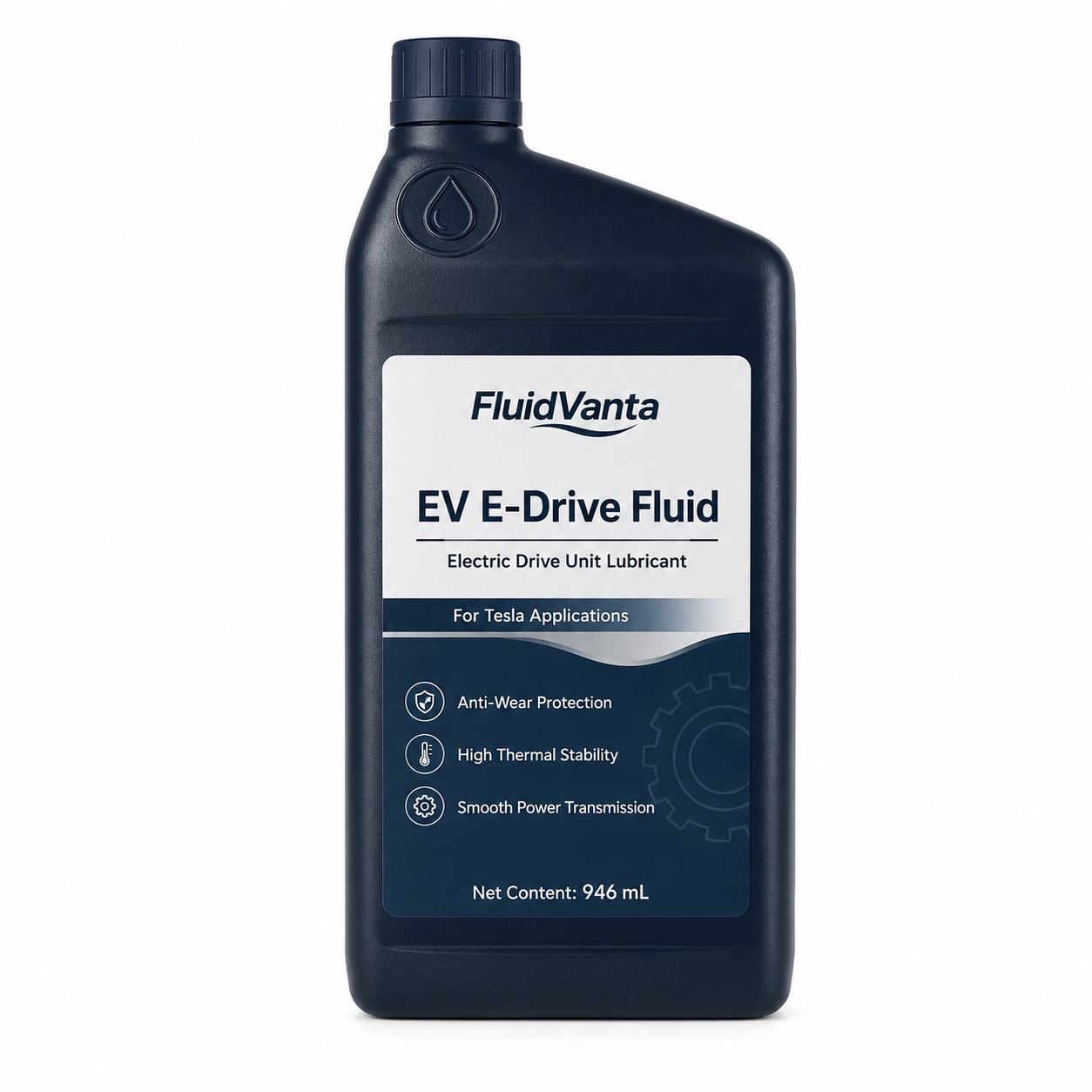 Tesla EV e-drive fluid product packaging view 1