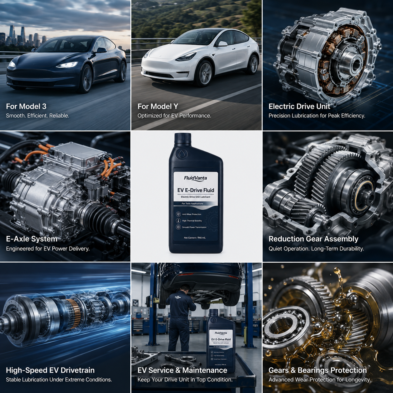 Tesla EV e-drive fluid application scenarios